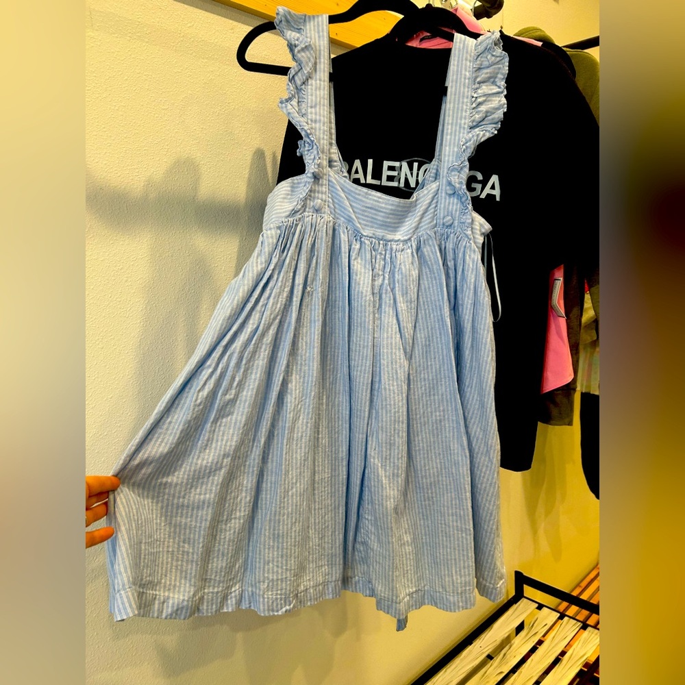 Blue Striped Ruffle Dress Mable